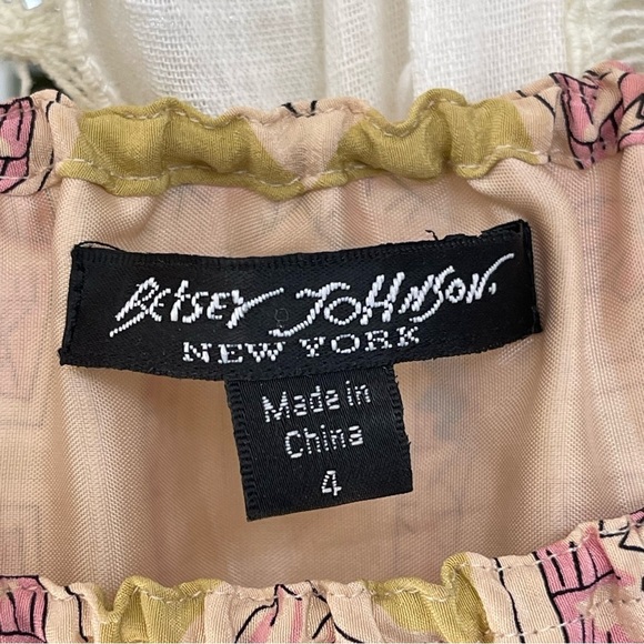 Vintage y2k Betsey Johnson Silk Mixed Print Handkerchief Midi Dress Size 4 - Picture 10 of 12